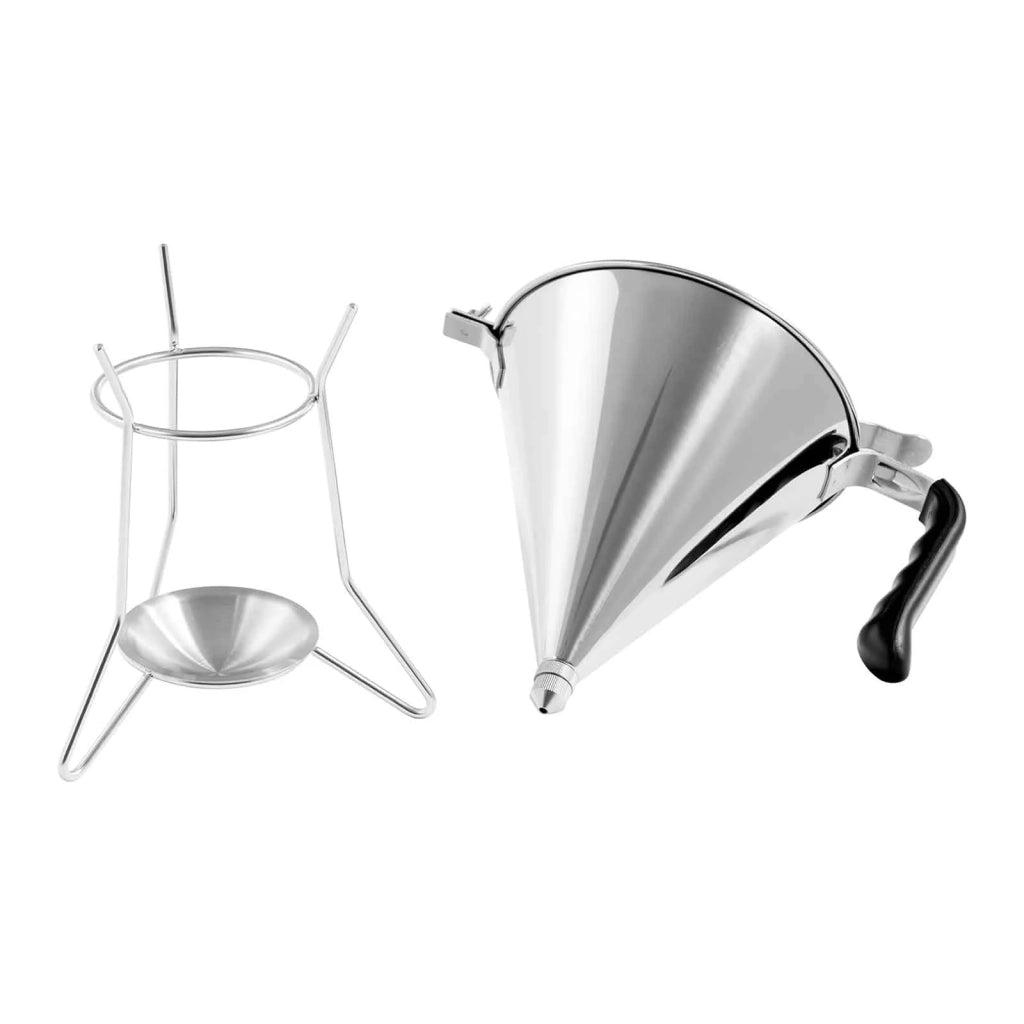Imbuto a stantuffo imbuto da cucina imbuto a stantuffo professionale 1,8 litri acciaio inox ugelli da 4 5 6 mm supporto con vaschetta raccogligocce 14_0004632