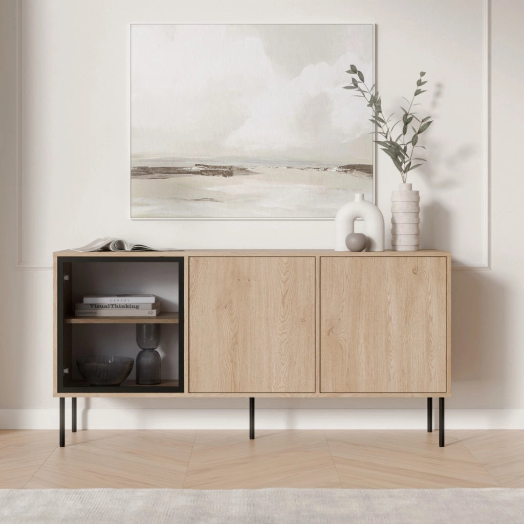 Madia Conzano, Credenza 3 Ripiani, 150x40x75h cm Marrone