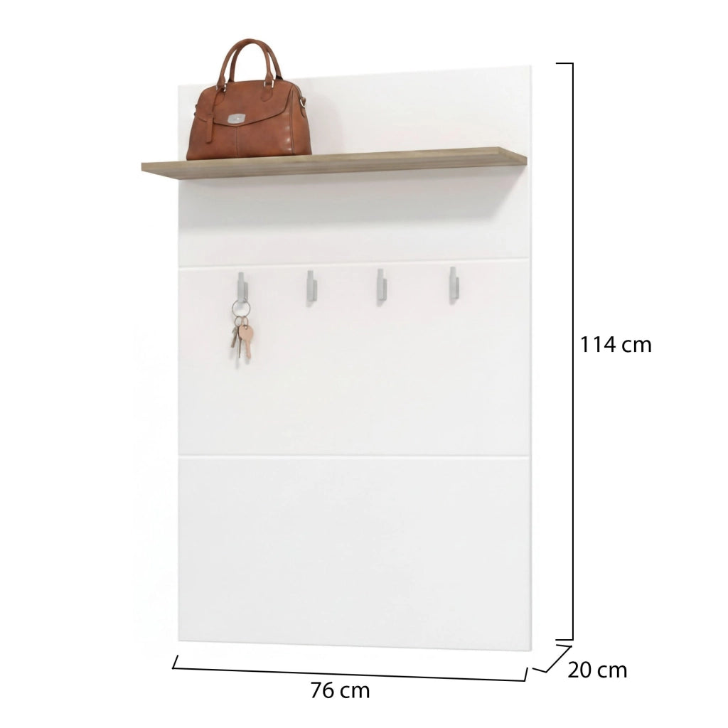 Montese, Appendiabiti set Fissaggio a Muro Incluso, 114h cm Bianco
