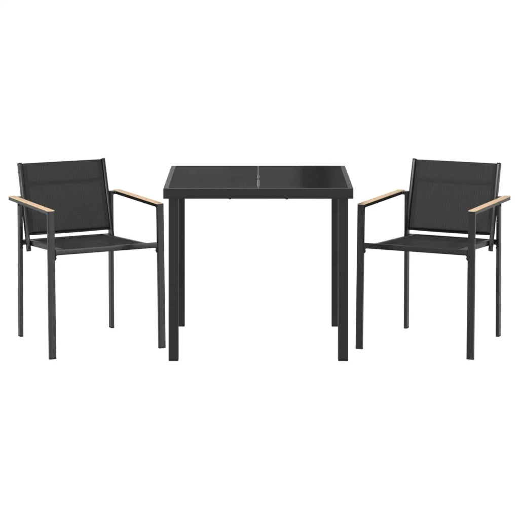 Set di Mobili da Esterno 3 pcs Nero e antracite 80 x 80 x 73 cm