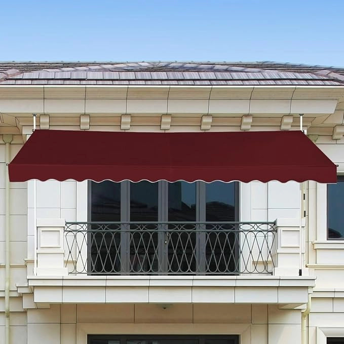Tenda da Sole per Esterno, Tenda da Sole a Morsetto per Balcone con Struttura Telescopica e Tessuto Resistene ai Raggi Solari, Regolabile in Altezza e in Angolazione (350 cm,Rosso)