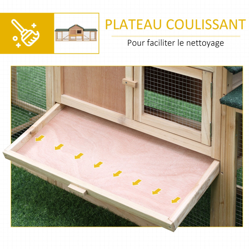 Gabbia per conigli roditori XXL a 2 piani con telaio in legno ¨C zephmum ¨C 210x45.5x84.5 cm legno massello pino