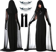 Costume da Halloween per donne - Spettro di sposa arrabbiata regina del carnevale - Lunga gonna vampira horror strega mantello