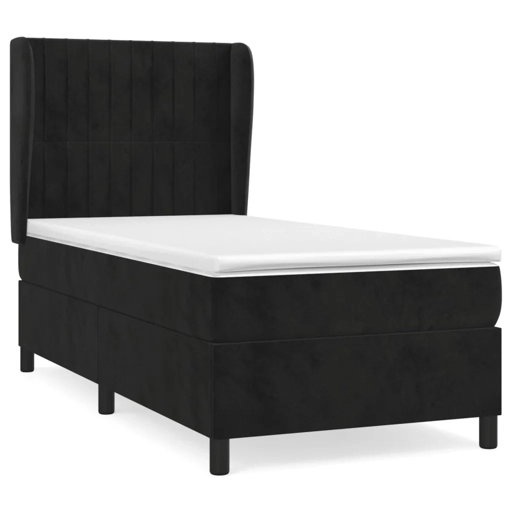 Giroletto a Molle con Materasso Nero 80x200 cm in Velluto 3129299