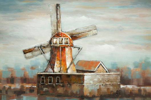 Dipinto su Tela Mulino a Vento 120x3,7x80 cm in Alluminio Plastica e Canvas
