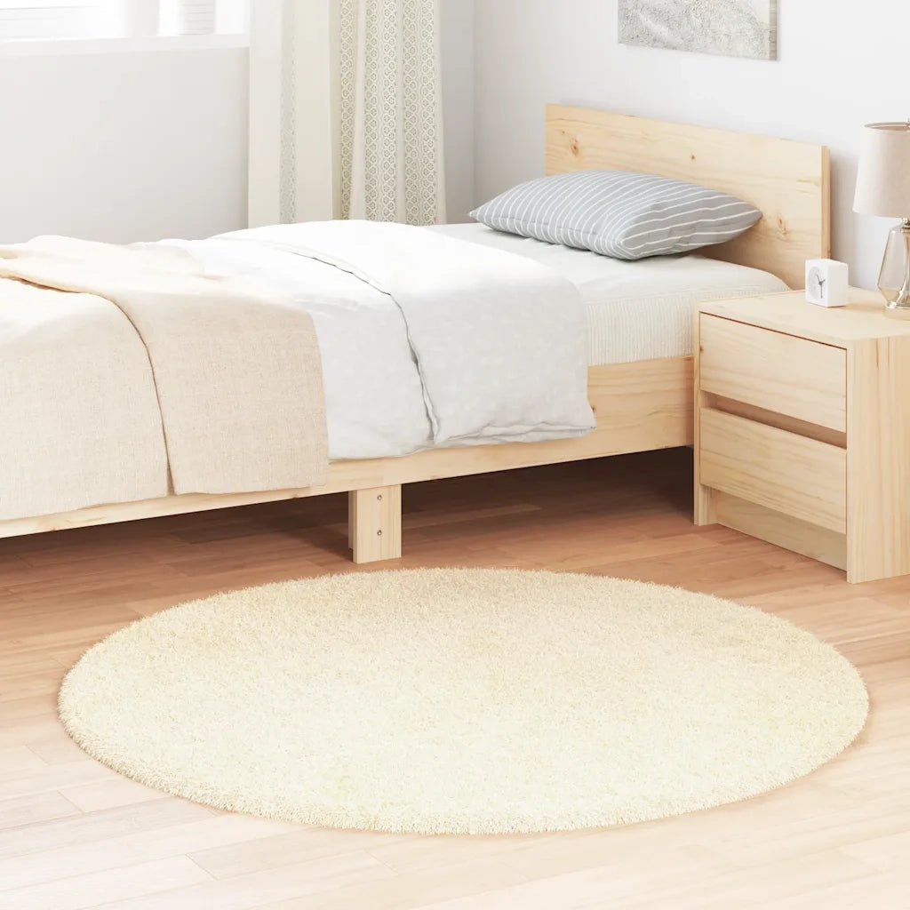 vidaXL Tappeto Shaggy a Pelo Lungo NAVARRA Crema 120x120 cm poliestere