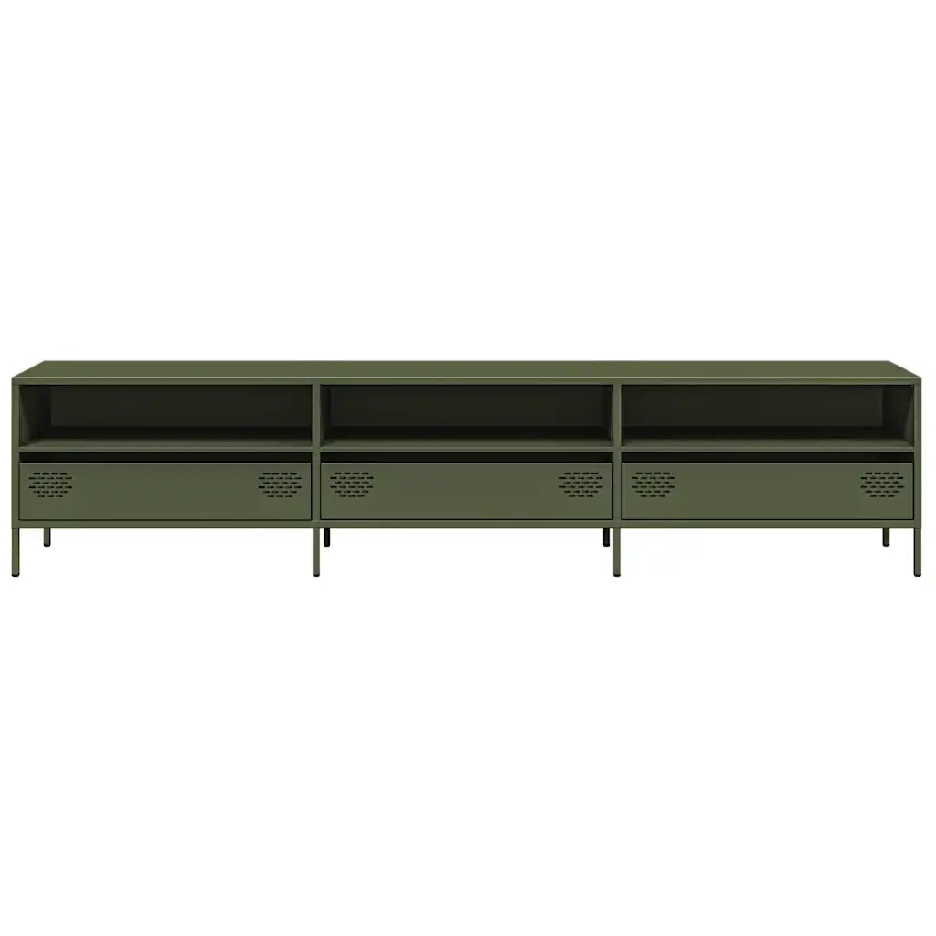 Mobile TV Verde Oliva 202x39x43,5 cm Acciaio Laminato a Freddo 851350
