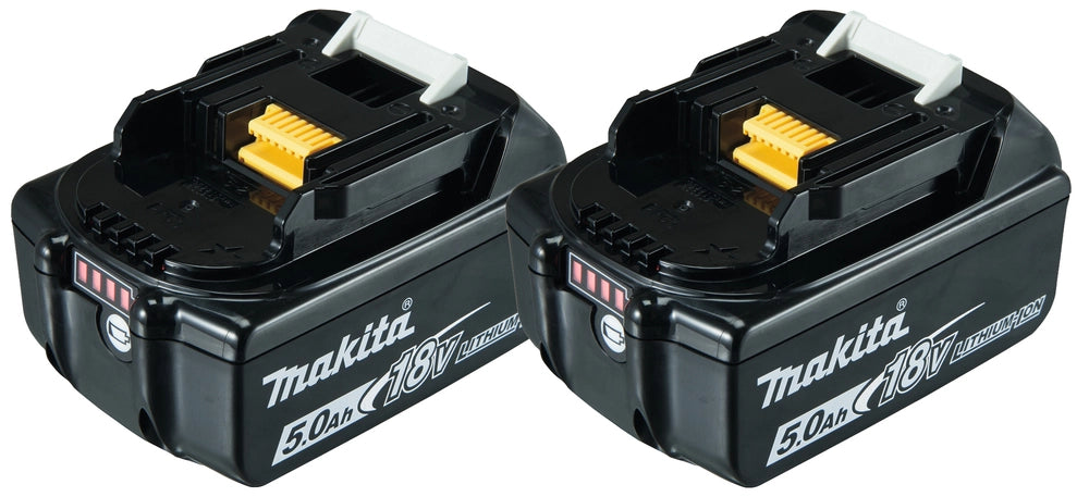 Makita 197288‑2 – Set 2 Batterie Li‑Ion 18 V 5.0 Ah BL1850B Indicatore di Carica