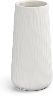 Vaso ceramico bianco di 21 cm, finitura opaca, ideale per fiori essiccati, pampas e arredamento minimalista in soggiorno e camera da letto