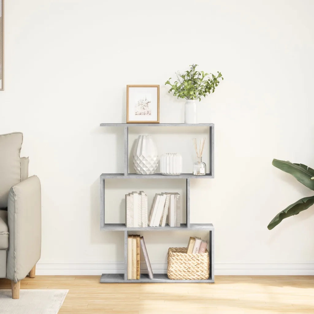 Libreria Divisorio 3Piani Grigio Cemento 70x24x97 cm Truciolato 858114