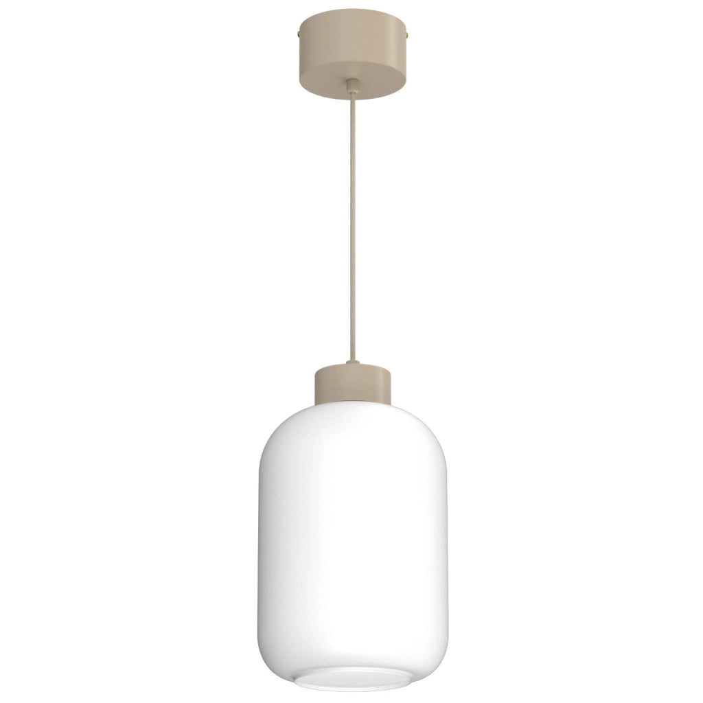 Lampada a sospensione Galante 1xE27 beige vetro bianco