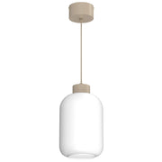 Lampada a sospensione Galante 1xE27 beige vetro bianco