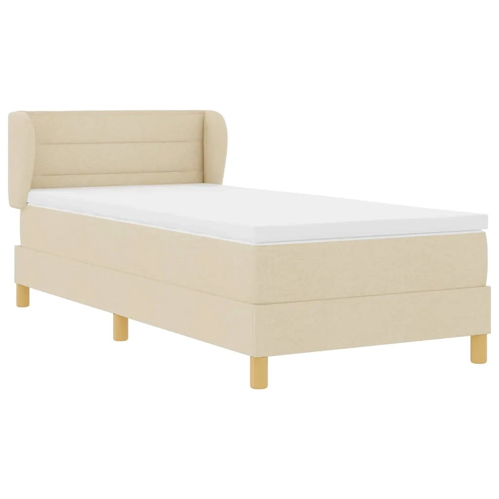 Letto a molle con materasso Crema 90 x 190 cm Tessuto 3340127