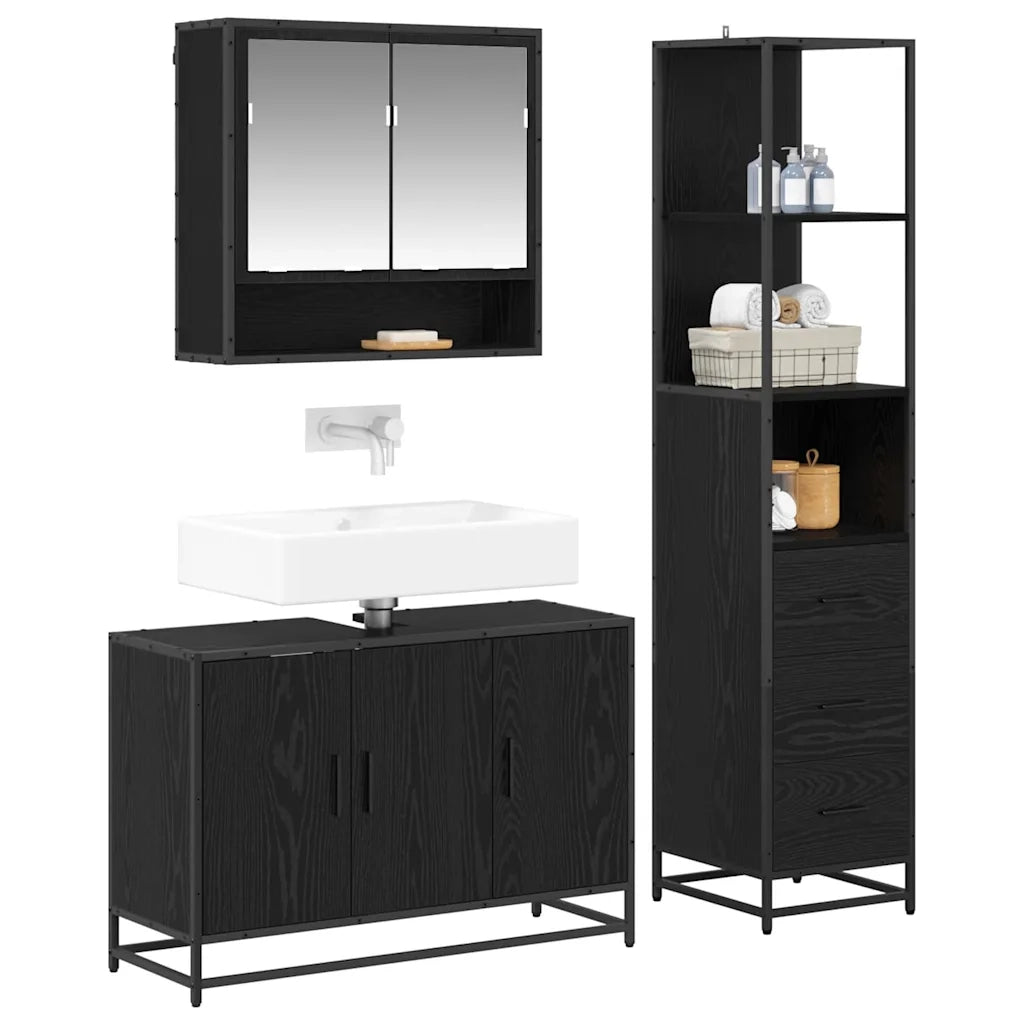 Set di mobili per il bagno con cassetto 3 pcs Legno vecchio 3402453