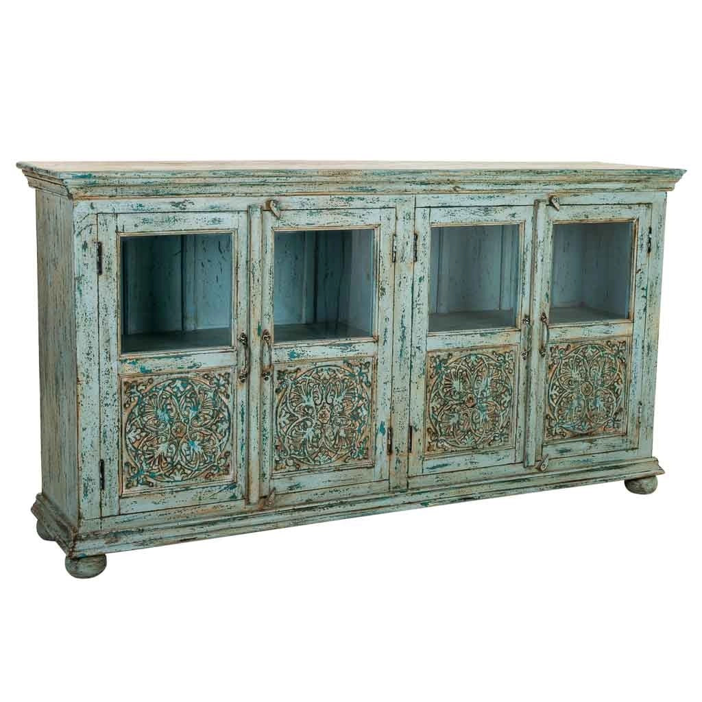 Credenza in legno blu 170x40x90