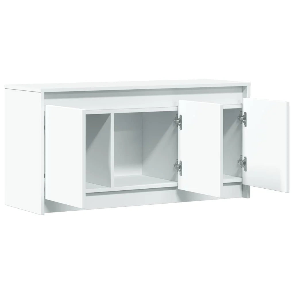 Mobile TV multimediale scaffale per televisione televisore buffet sala da pranzo soggiorno camera da letto con LED 100 x 34 x 50 cm derivati ​​del legno bianco 02_0026427
