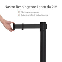 4 Paletti di Delimitazione, Barriera in Acciaio Inox per Code, Colonnine Segnapercorso Transenna Eliminacode Separacode, Ideale per Hotel Ristorante Cinema (Nero)