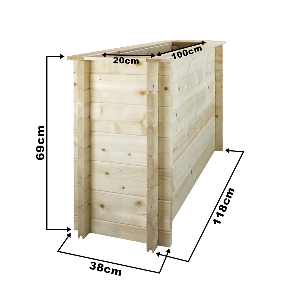 L?aiuola di giardino sopraelevata in legno - 118x38x69 cm - Timbela M615