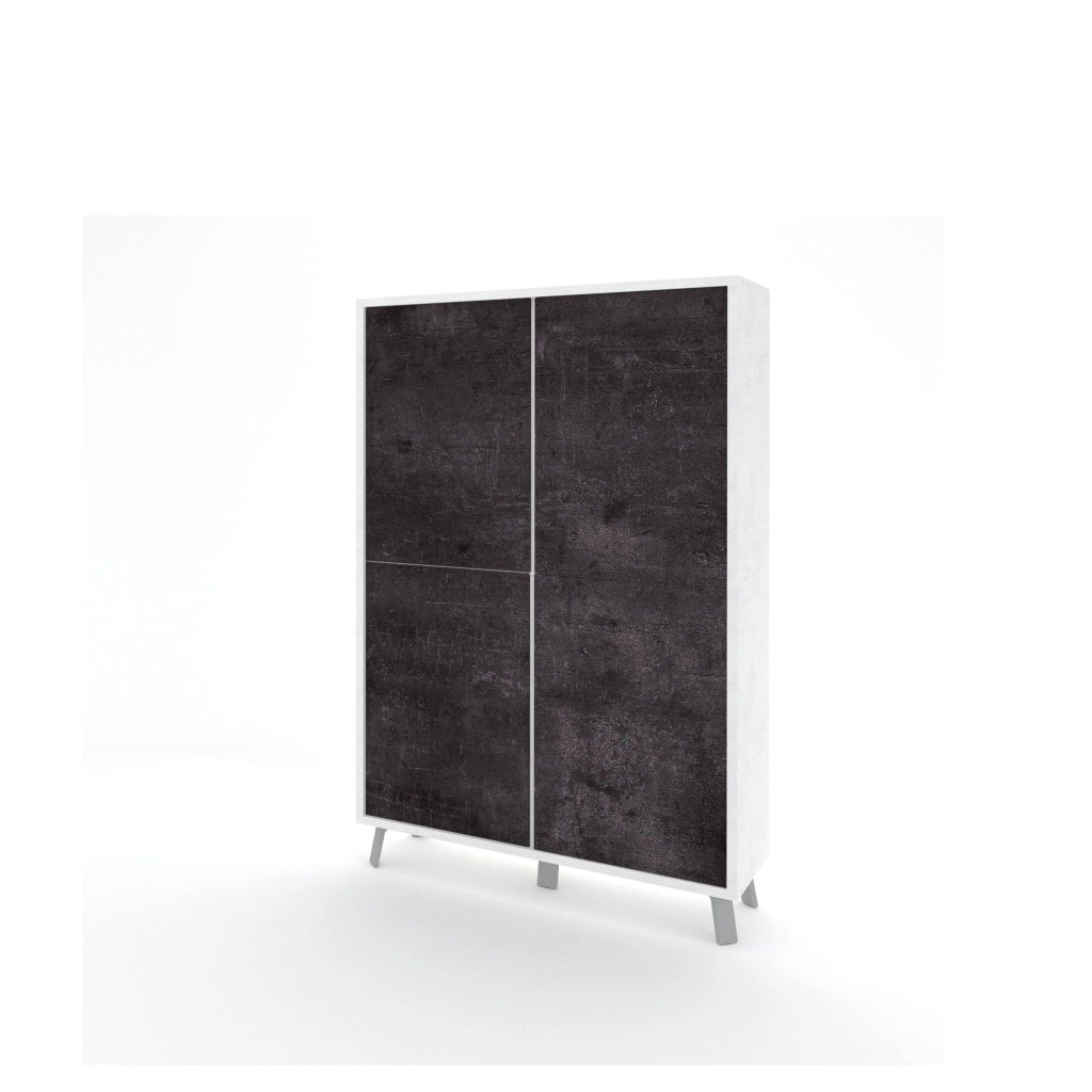 Credenza alta VELBRUK bianco pietra/nero pietra
