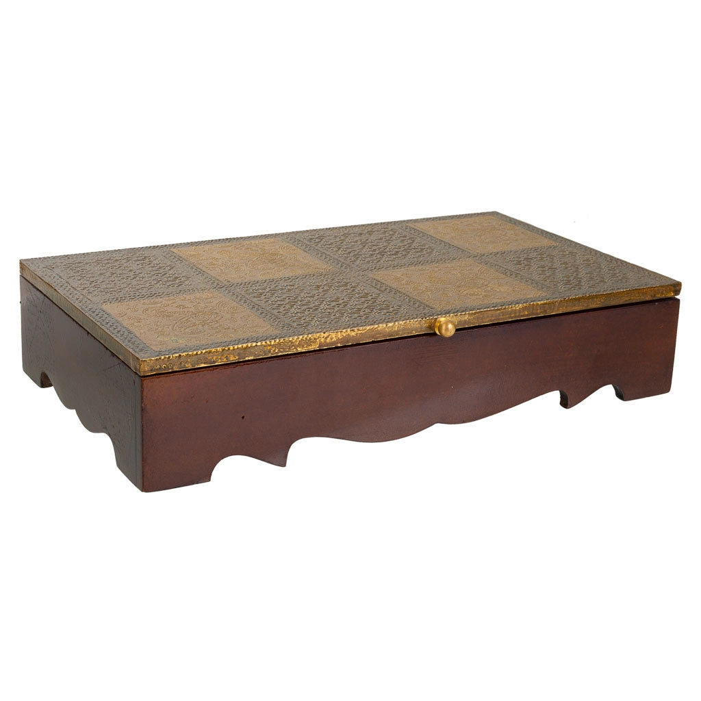 Portagioie in legno e metallo marrone 33x20,5x7h