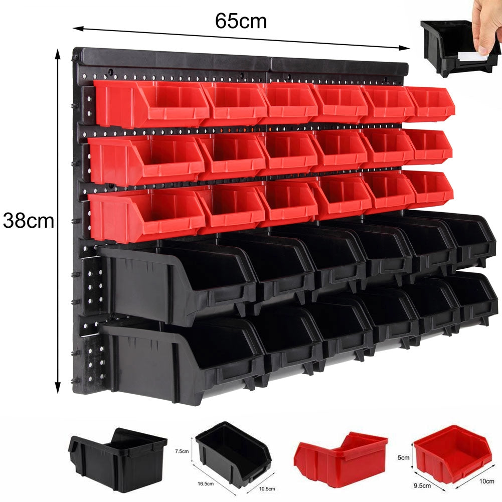 Pannello Portautensili da Parete con 32 Box Contenitori Officina Garage