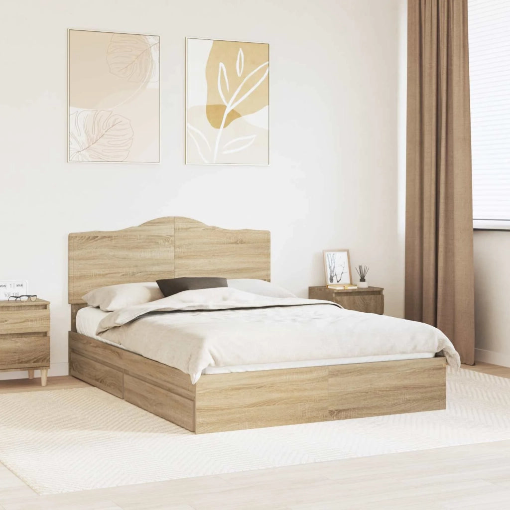 Letto con Contenitore con testiera Rovere Sonoma 140 x 200 cm 3413501