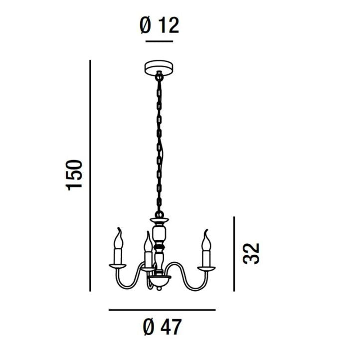 LAMPADARIO SOSPENSIONE 3 LUCI TORTORA DUCALE PERENZ