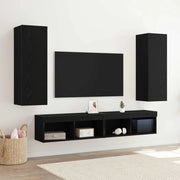 Mobile TV da Parete 2 pz-Credenza per TV sospesa Rovere Nero 30,5 x 28,5 x 90 cm