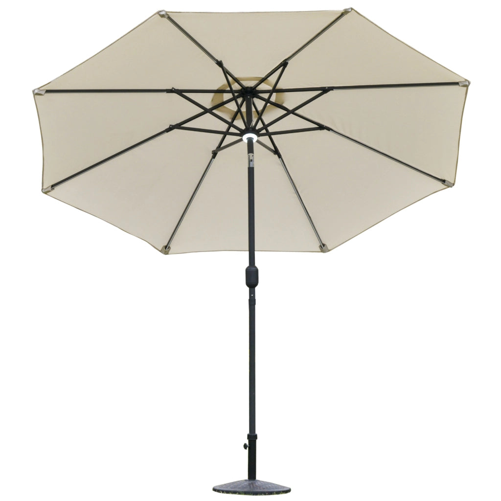 Ombrellone da Giardino con Luci LED e Pannello Solare ¨C zephmum ¨C Crema Bianco, 270x245 cm