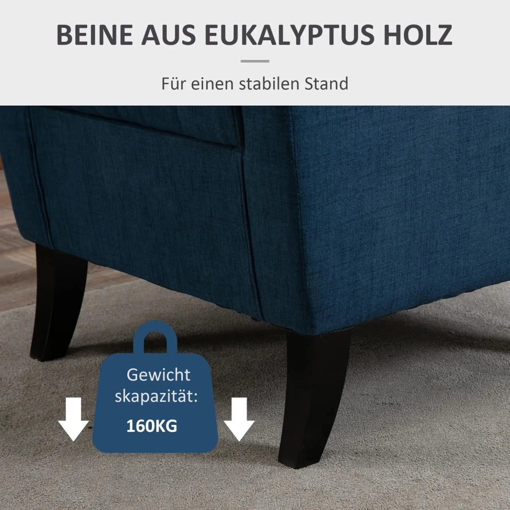 POLTRONA con schienale alto e bottoni 74 x 86 x 102 cm Poliestere Blu