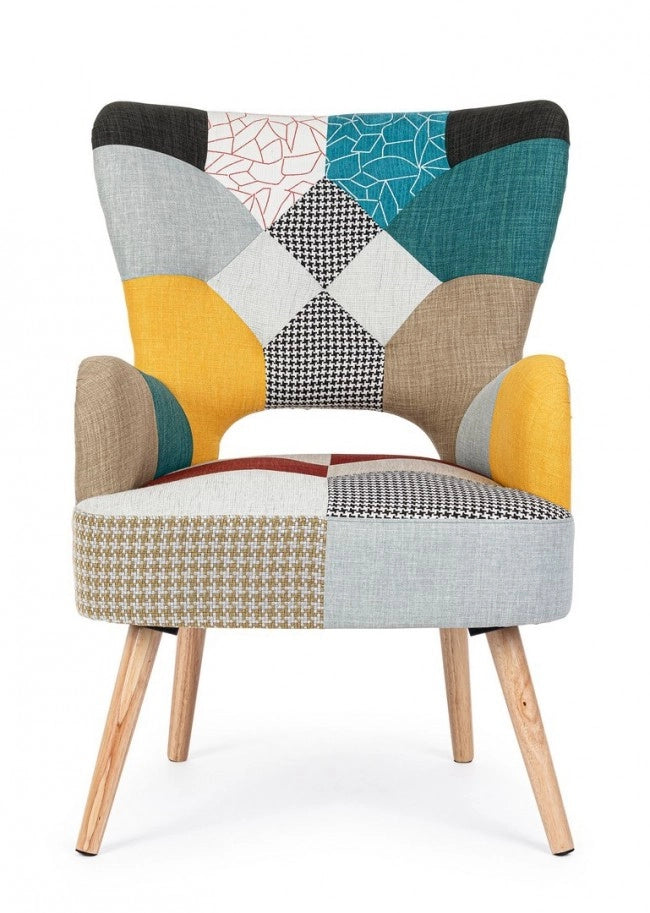 Poltrona Patchwork Tessuto Multicolore Boho da Interno - CHRISTOPHER