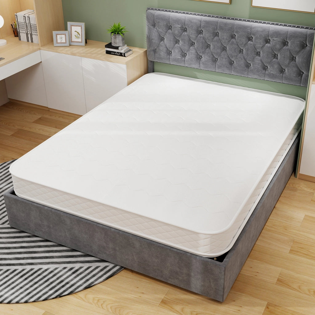 Materasso matrimoniale 160 × 200 cm in schiuma viscoelastica con molle insacchettate, traspirante, bianco