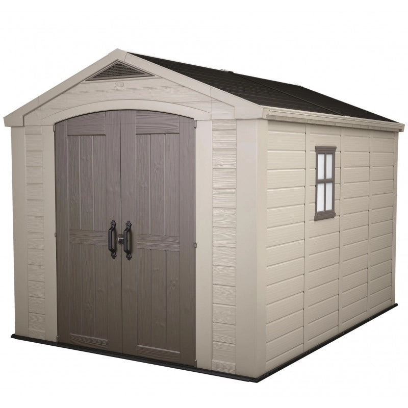 Casetta da giardino in resina 178x195,5x208 cm - con pavimento, mensole incluse e lucernario - Beige – Keter