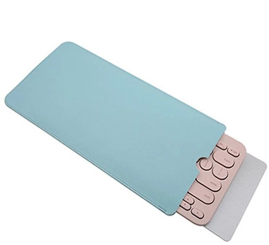 Custodia portatile per tastiera - Protegge tastiera - Pelle artificiale - Blu - Imbottito e resistente - Adatto per tastiera Logitech K380 - Design compattissimo