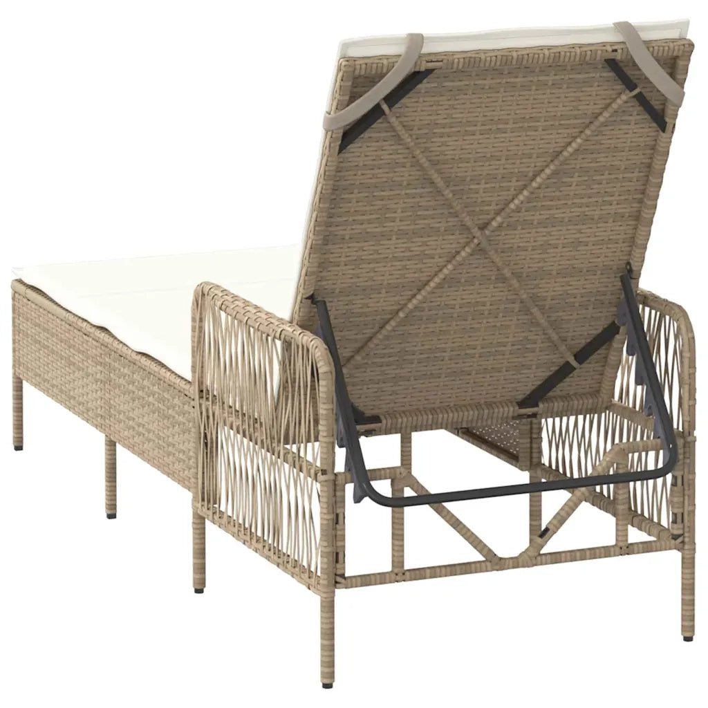 Lettino da sole Beige e Bianco Crema 200 x 55 x 92 cm 365429