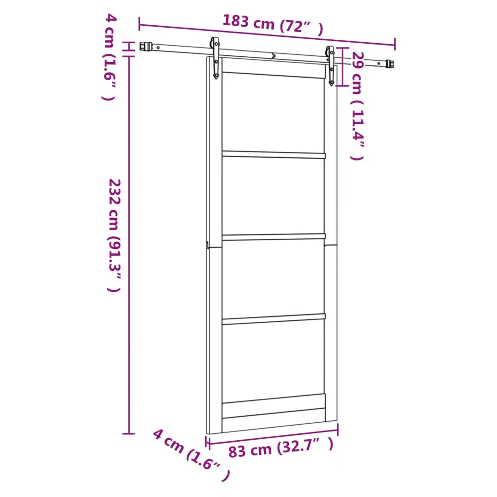 Porta scorrevole ORKDAL Naturale e Nero 83 x 232 cm 3445562