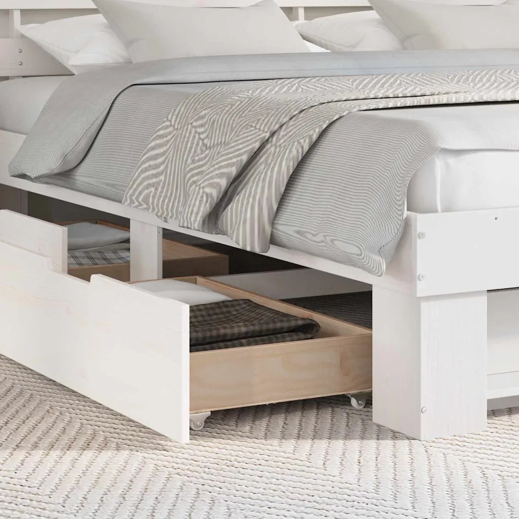Letto matrimoniale | Letto per adulti | Struttura del letto Bianco 200 x 200 cm Pino massello