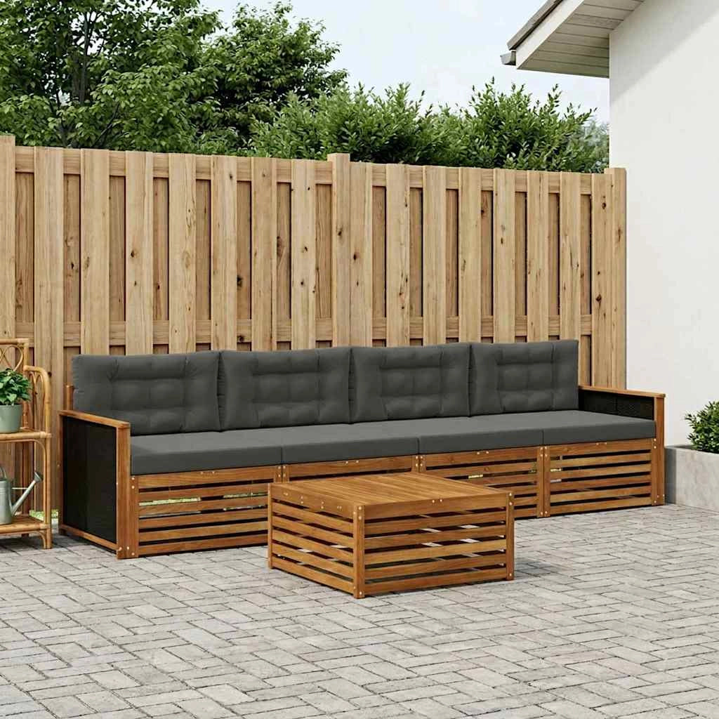 Set di divani da esterno 5 pz Naturale e Antracite 3382985