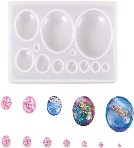 Mal siliconizzato ovoidale per DIY gioielli - Cabochon mal - Arte manuale - Facile da smontare - 1 pezzo - Mal per gioielli