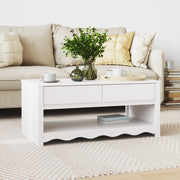 Tavolino da caffÃ¨ "DRAMMEN" Bianco 99x55x45 cm in Legno di Pino