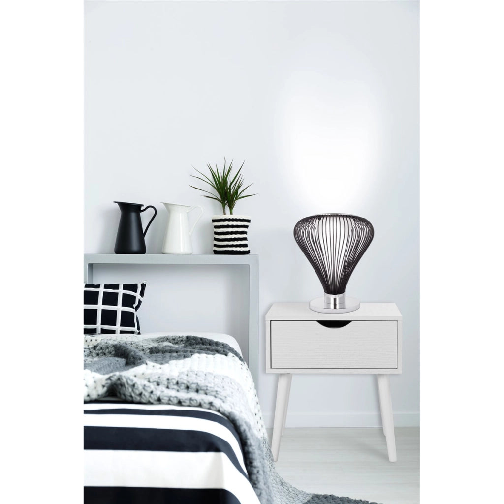 Lampada da tavolo Exota 810 in metallo nero con base cromata