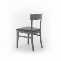 E-STYLO Sedia in legno laccato grigio scuro con seduta rivestita in similpelle, imbottita, 44cm X 45cm H. 82cm.
