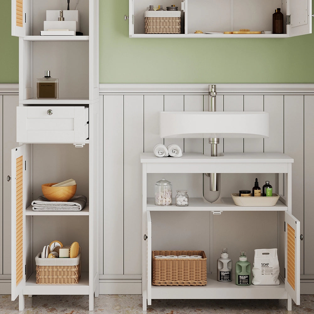 Vicco Set di mobili da bagno Bianco 3 parti, con colonna