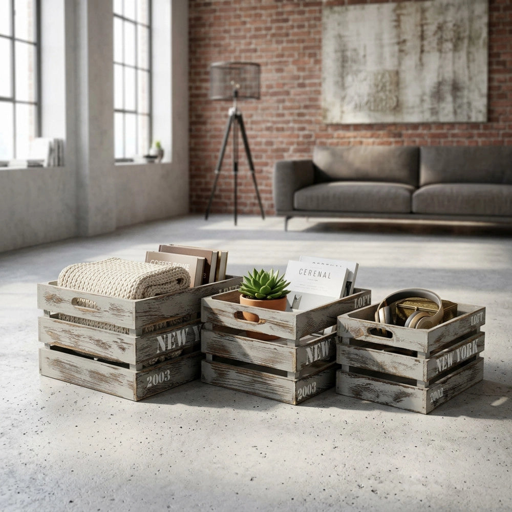 SET DI 3 CASSETTE IN LEGNO THÉA