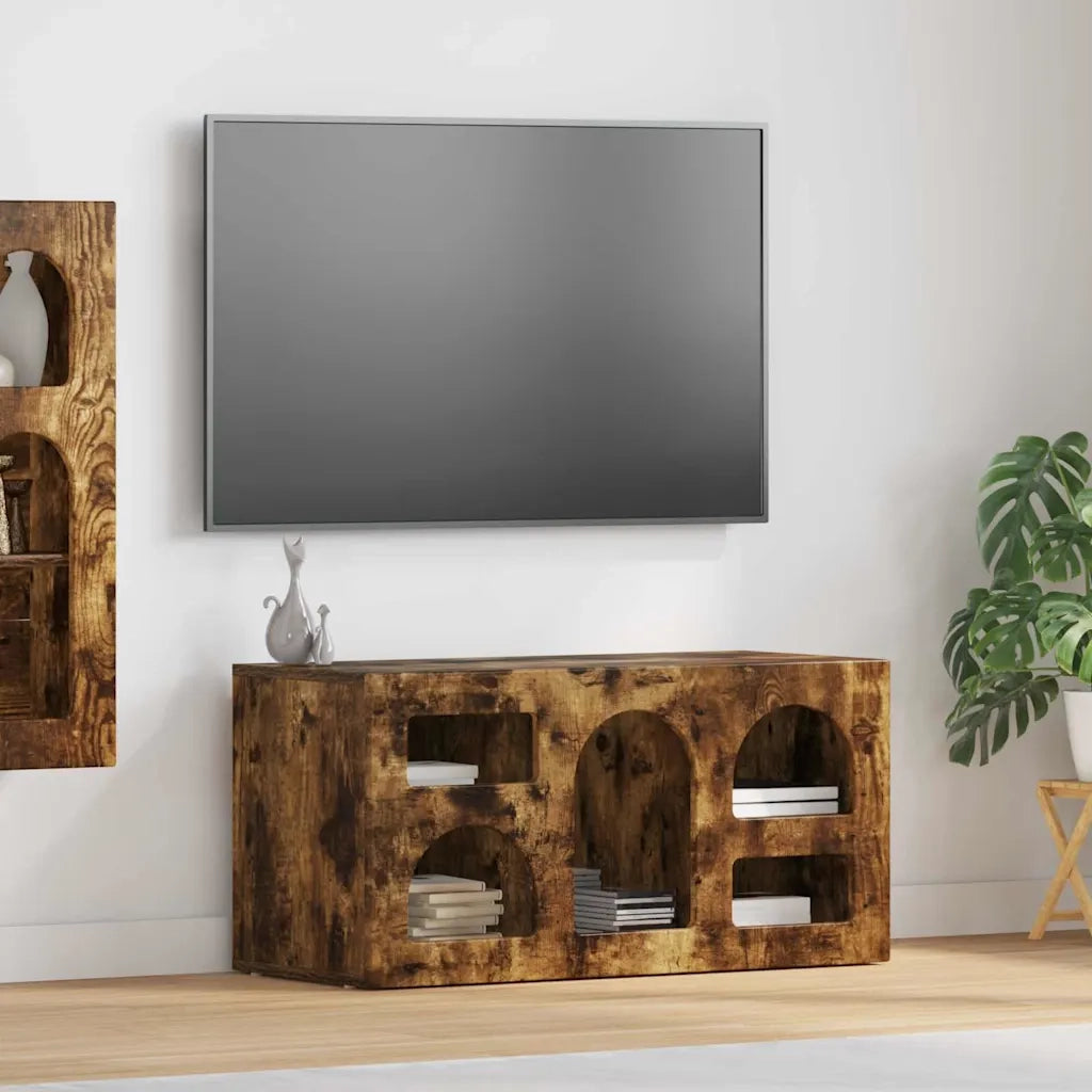 Mobile TV ELST 80 x 35 x 40 cm Rovere fumé Legno ingegnerizzato 891279