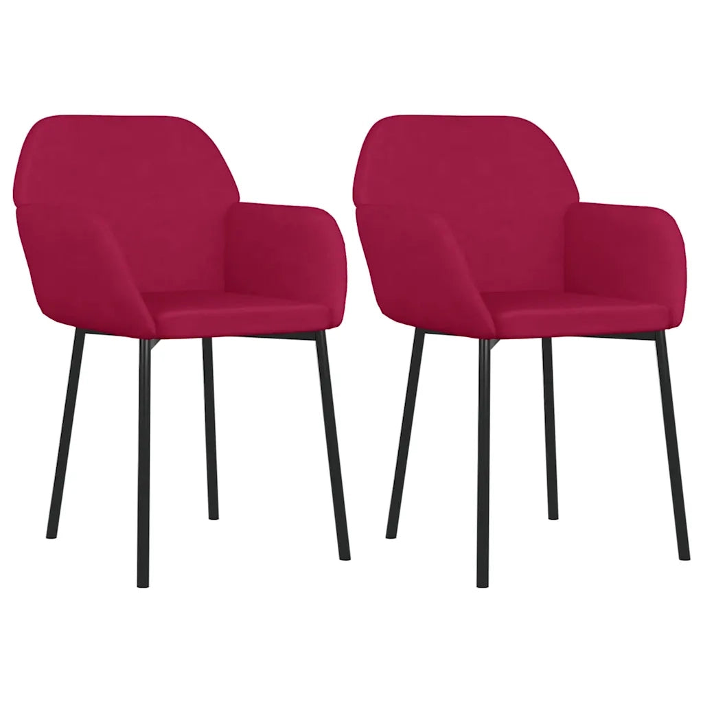 Sedie da Pranzo 2 pz Rosso Vino in Velluto cod mxl 13188