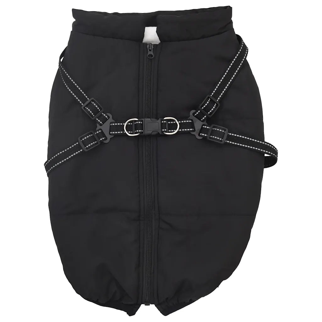 vidaXL Cappotto Cani con Imbracatura Impermeabile Riflettente Nero L48