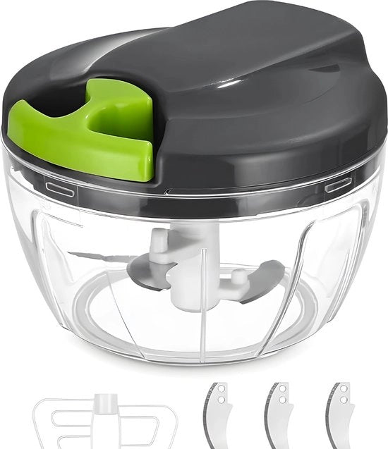 Hakmulinatore Manuale - Per Verdure - Frutta - Coltelli in Acciaio Inossidabile - 520ML - Multifunzionale - Idoneo per Lavastoviglie - Verde