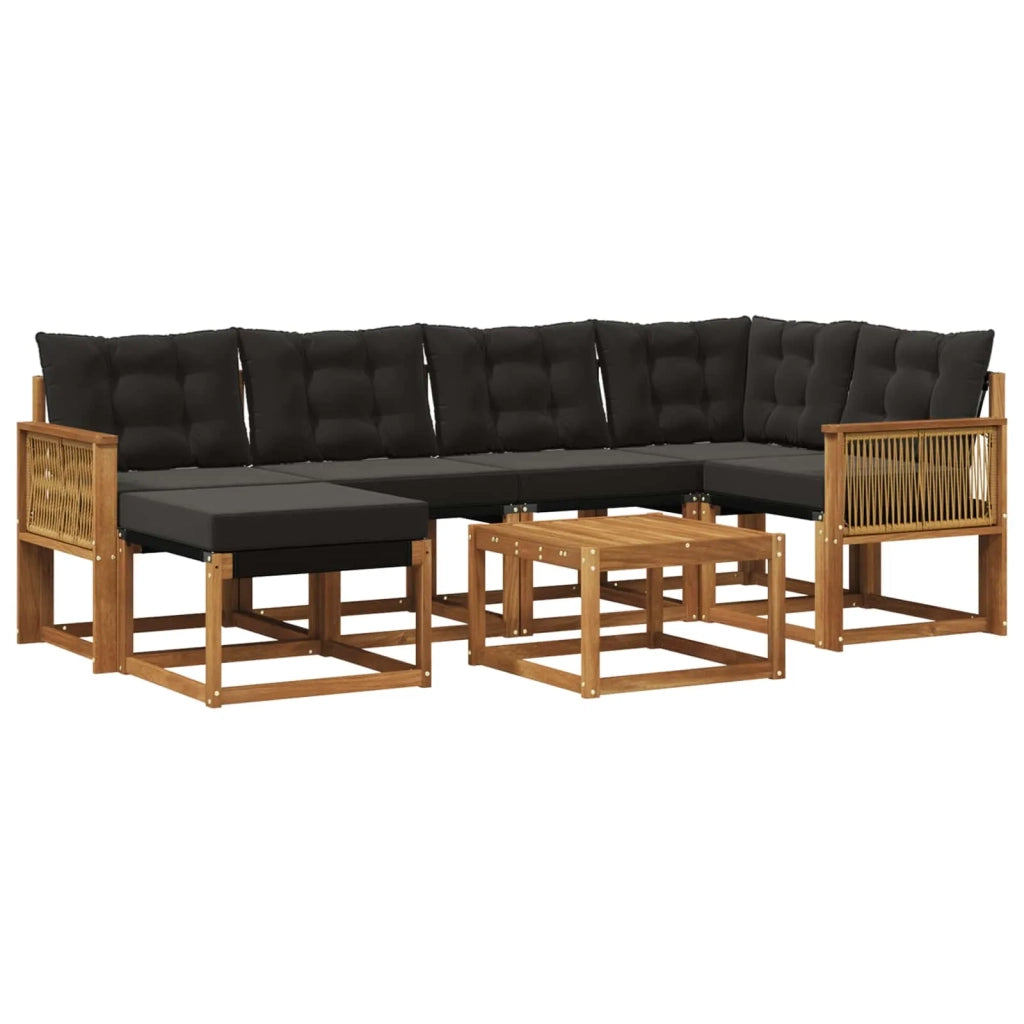 Set di divani da esterno 7 pz Naturale e Nero 3382084