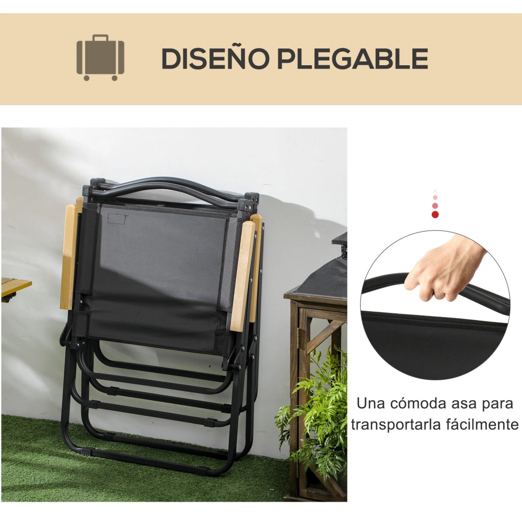 Sedie da Giardino Pieghevoli con Braccioli ¨C Xylo ¨C Set 2 Pezzi Tessuto Oxford Nero 54x59x78cm